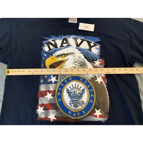 NWT United States Navy Black T-Shirt Men's Large Bald Eage Flag Navy Seal NWT - Picture 5 of 8